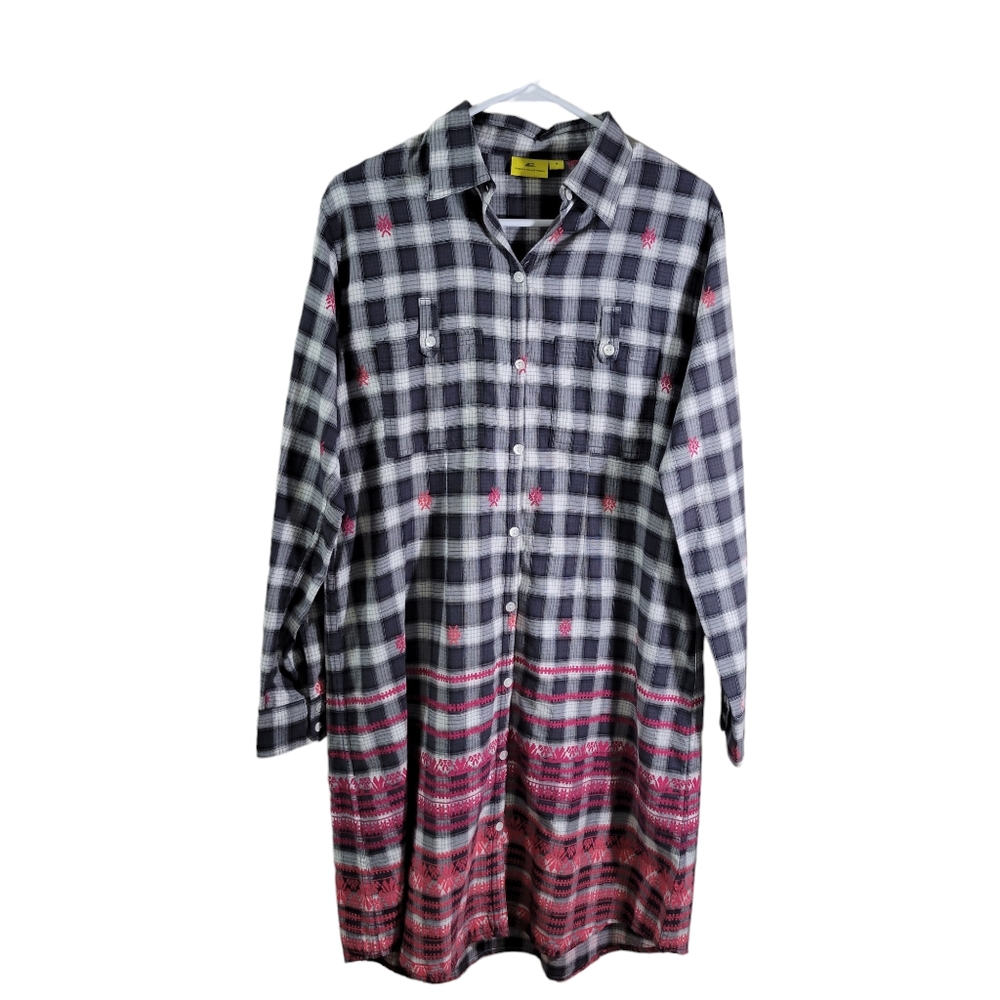 Roberta Roller Rabbit Plaid Button Front Shirt Dr… - image 1